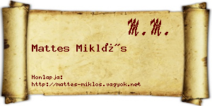 Mattes Miklós névjegykártya
